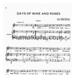 Ноты Frank Sinatra - Days of wine and roses - предпросмотр