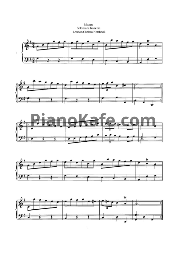Ноты В. Моцарт - Альбом "Лондонская тетрадь" (Избранные сочинения) - PianoKafe.com