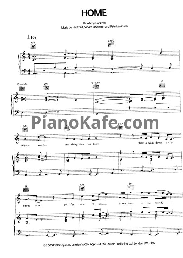 Ноты Simply Red - Home - PianoKafe.com