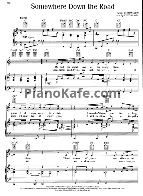 Ноты Barry Manilow - Somewhere down the road - PianoKafe.com