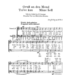 Ноты Ян Сибелиус - Terve kuu (Op. 18, №8) - предпросмотр