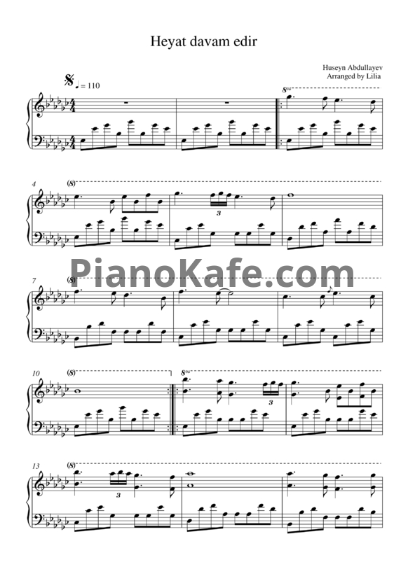 Ноты Huseyn Abdullayev - Heyat davam edir (Версия 2) - PianoKafe.com