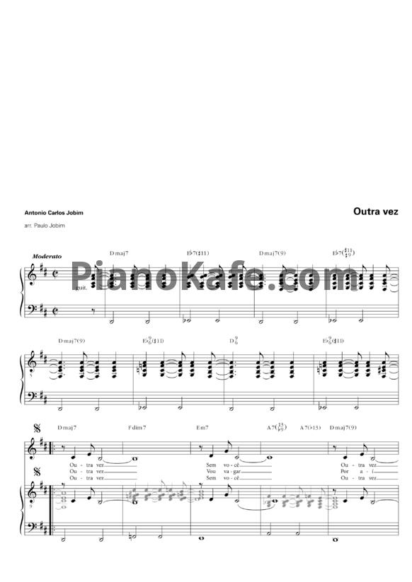 Ноты Antonio Carlos Jobim - Outra vez - PianoKafe.com