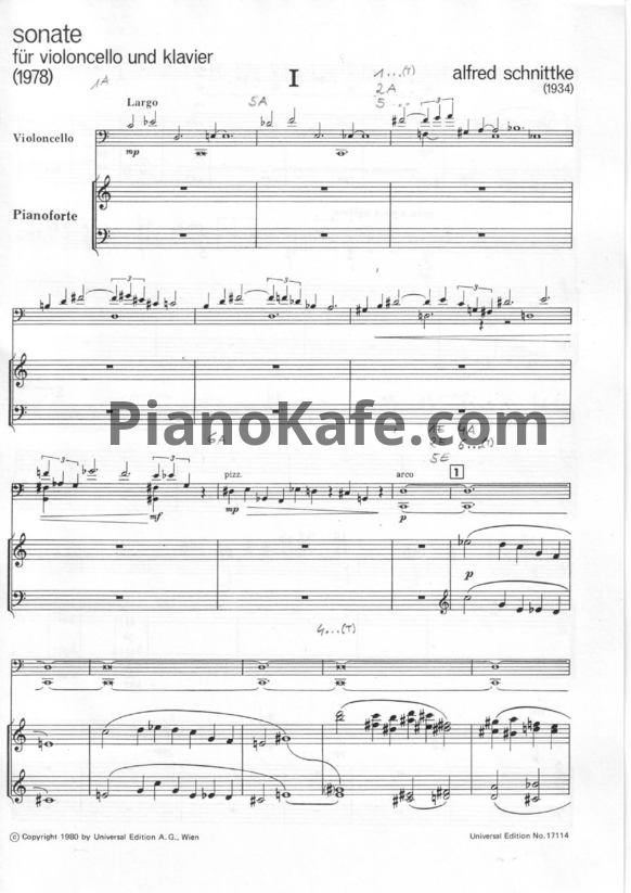 Ноты Альфред Шнитке - Соната №1 (Op. 129) - PianoKafe.com