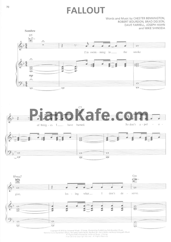 Ноты Linkin Park - Fallout - PianoKafe.com