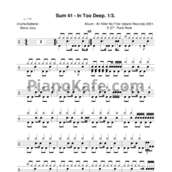 Ноты Sum 41 - In too deep - предпросмотр
