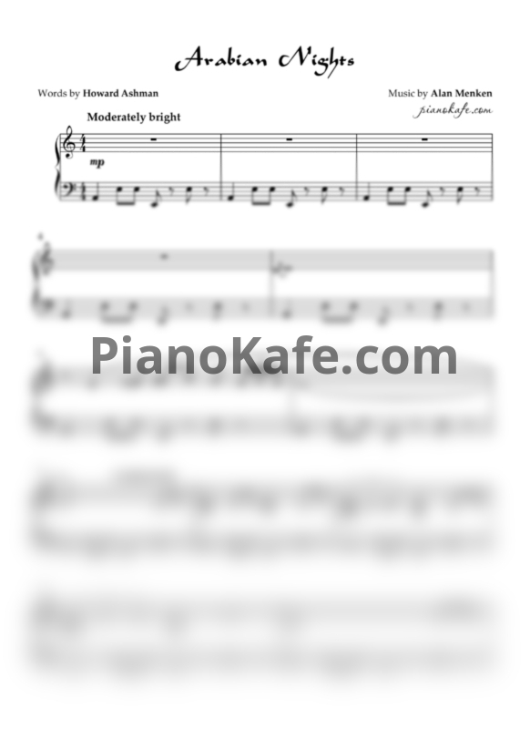 Ноты Alan Menken - Arabian nights (Аккомпанемент) - PianoKafe.com