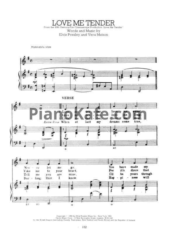 Ноты Elvis Presley - Love me tender (Версия 3) - PianoKafe.com