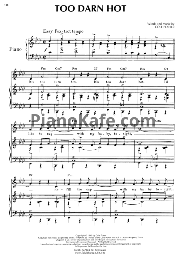 Ноты Cole Porter - Too darn hot - PianoKafe.com
