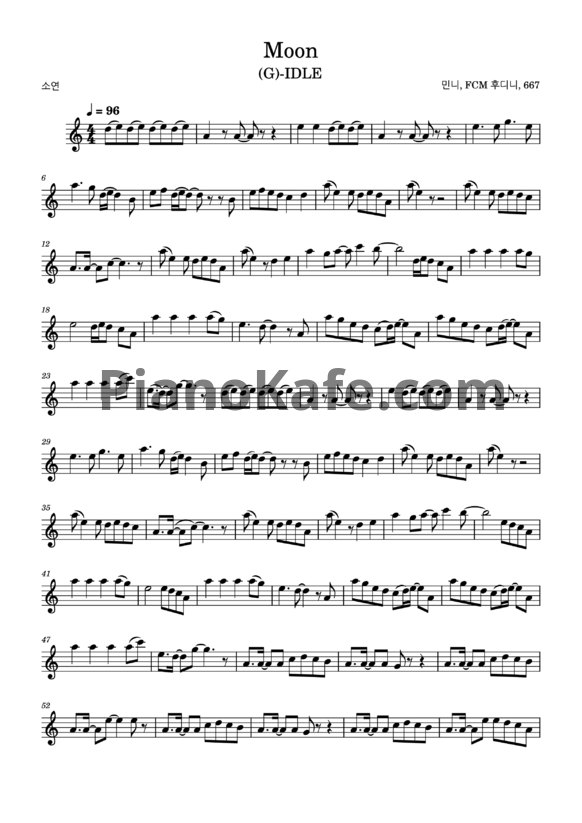 Ноты (G)I-dle - Moon - PianoKafe.com