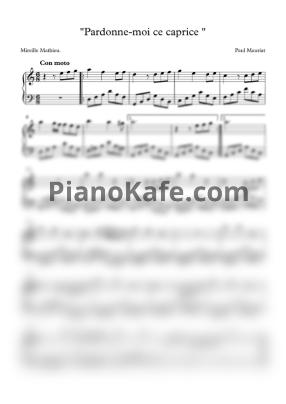 Ноты Paul Mauriat - Pardonne-moi ce caprice d'enfant (Версия 2) - PianoKafe.com
