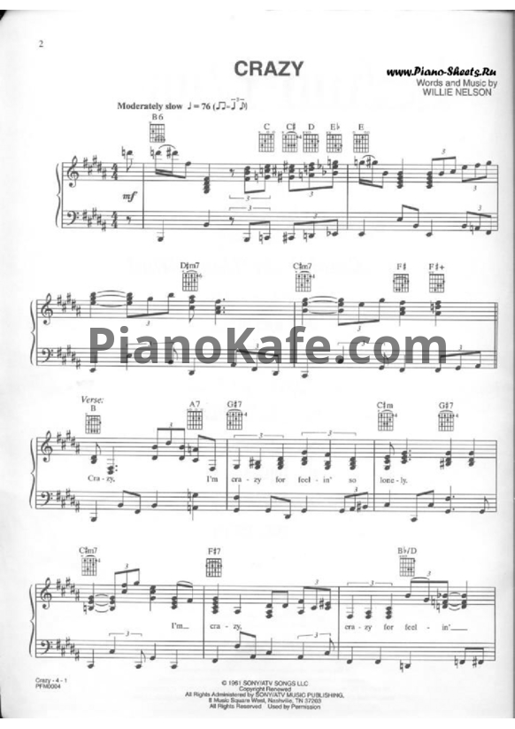 Ноты LeAnn Rimes - Crazy - PianoKafe.com