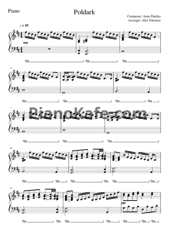 Ноты Anne Dudley - Poldark main theme - PianoKafe.com