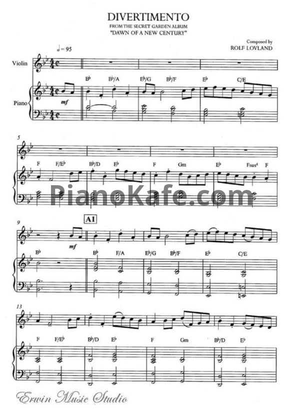 Ноты Secret Garden - Divertimento (для пианино и скрипки) - PianoKafe.com