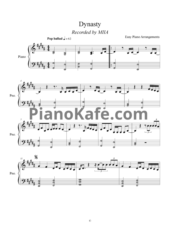 Ноты MIIA - Dynasty - PianoKafe.com