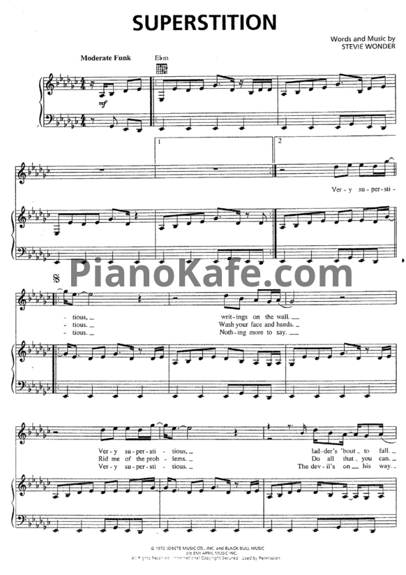 Ноты Stevie Wonder - Superstition - PianoKafe.com