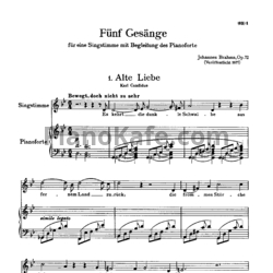 Ноты И. Брамс - Пять напевов (Op. 72) - предпросмотр