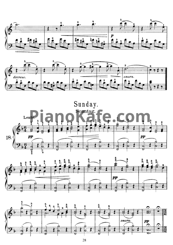 Ноты Корнелиус Гурлитт - Воскресенье (Op. 101, №18) - PianoKafe.com