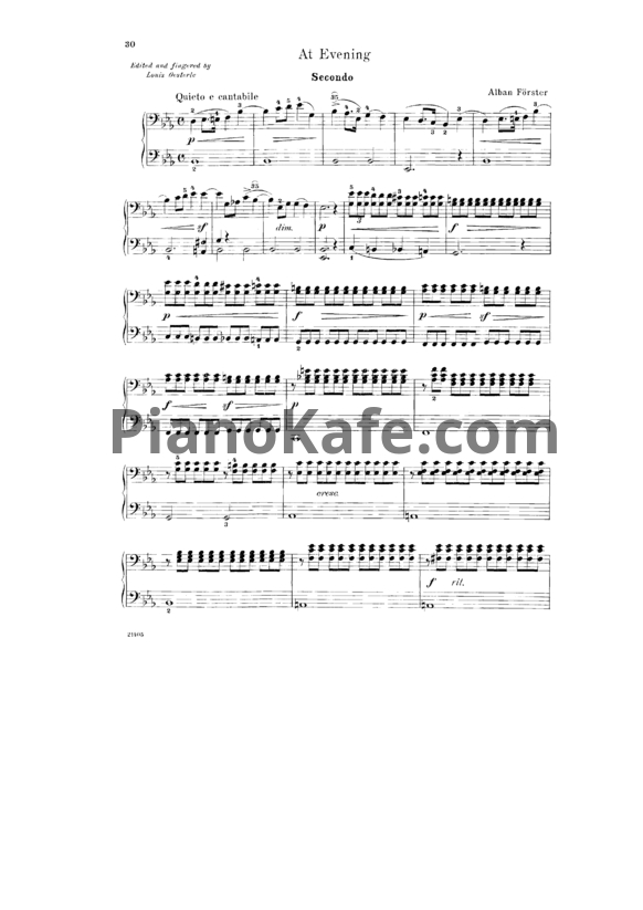 Ноты Alban Forster - At evening для фортепиано в 4 руки - PianoKafe.com