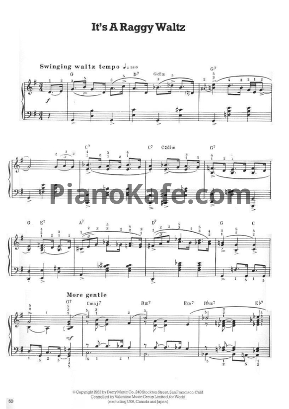 Ноты Dave Brubeck - It's a raggy waltz - PianoKafe.com