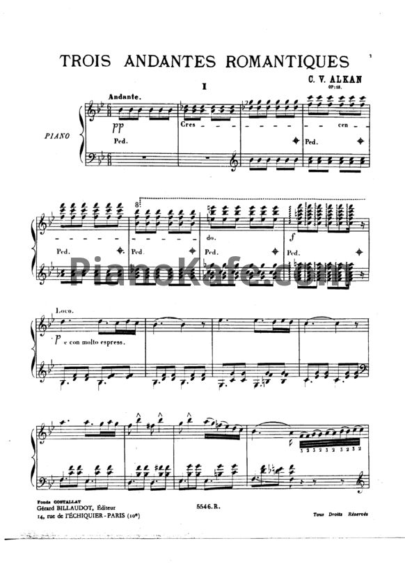 Ноты Шарль Алькан - Три романтических анданте (Op. 13) - PianoKafe.com