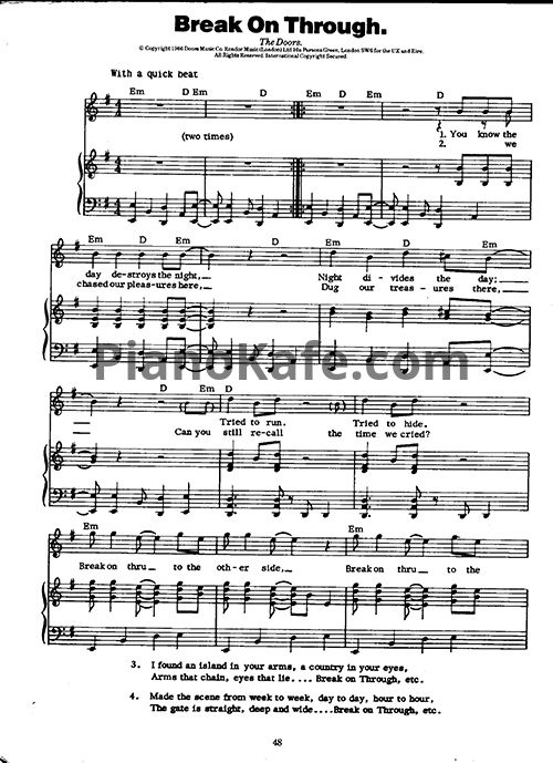 Ноты The Doors - Break on through - PianoKafe.com