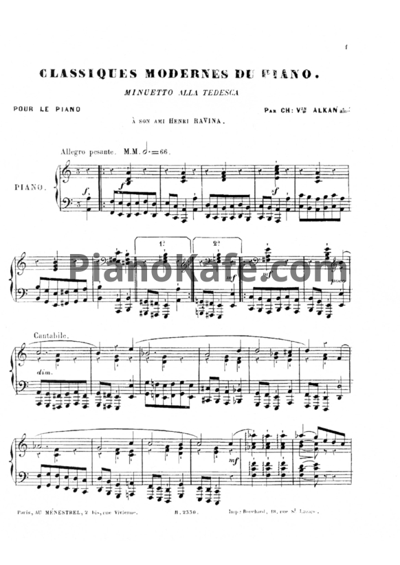 Ноты Шарль Алькан - Minuetto alla tedesca (Op. 46) - PianoKafe.com