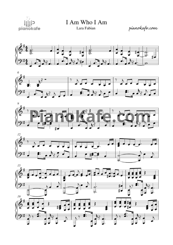 Ноты Lara Fabian - I Am Who I Am - PianoKafe.com