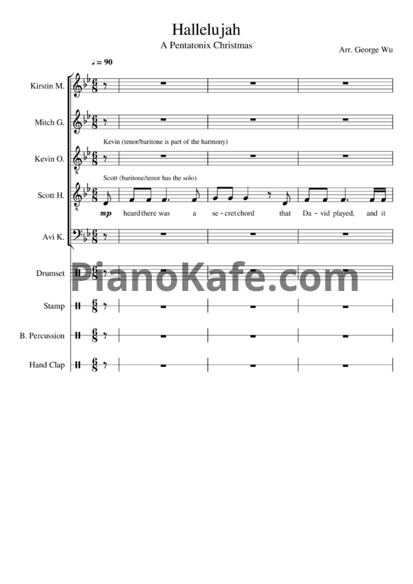 Ноты Pentatonix - Hallelujah - PianoKafe.com