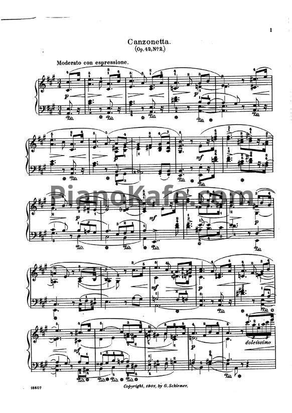 Ноты А. Йенсен - Canzonetta (Op. 42, №2) - PianoKafe.com
