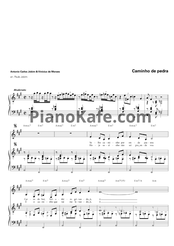 Ноты Antonio Carlos Jobim & Vinicius de Moraes - Caminho de pedra - PianoKafe.com