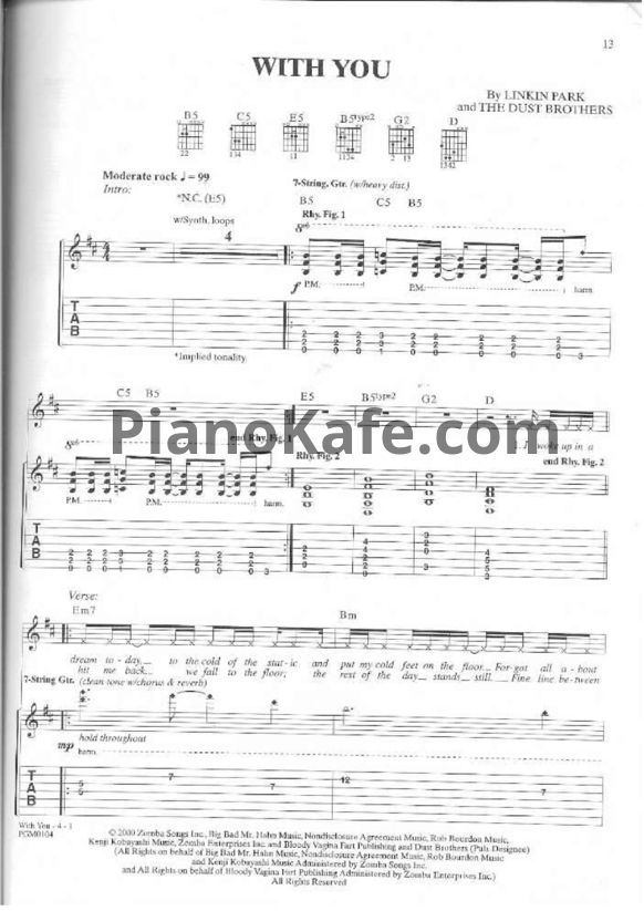 Ноты Linkin Park - With you - PianoKafe.com