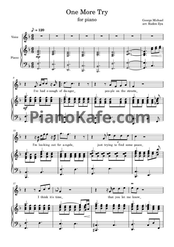 Ноты George Michael - One more try (arr. Ruden Ilya) - PianoKafe.com