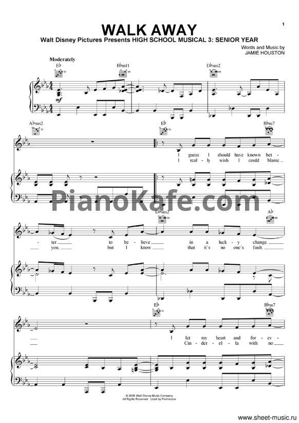 Ноты Vanessa Hudgens - Walk away - PianoKafe.com
