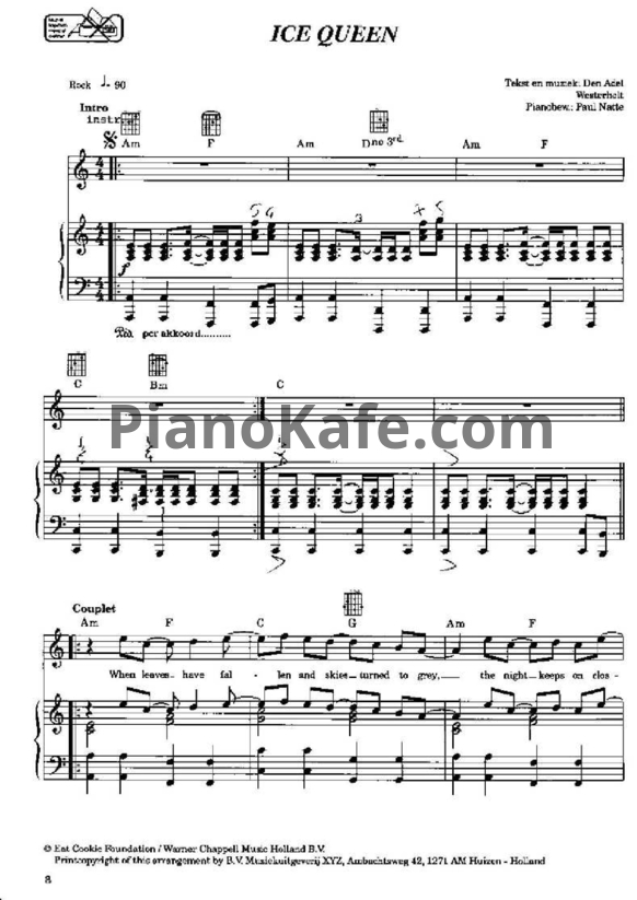 Ноты Within Temptation - Ice queen - PianoKafe.com