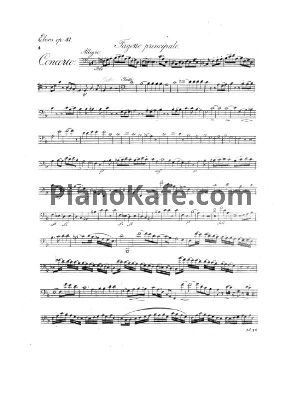 Ноты Carl Friedrich Ebers - Bassoon concerto in F major (Op. 41, партии) - PianoKafe.com