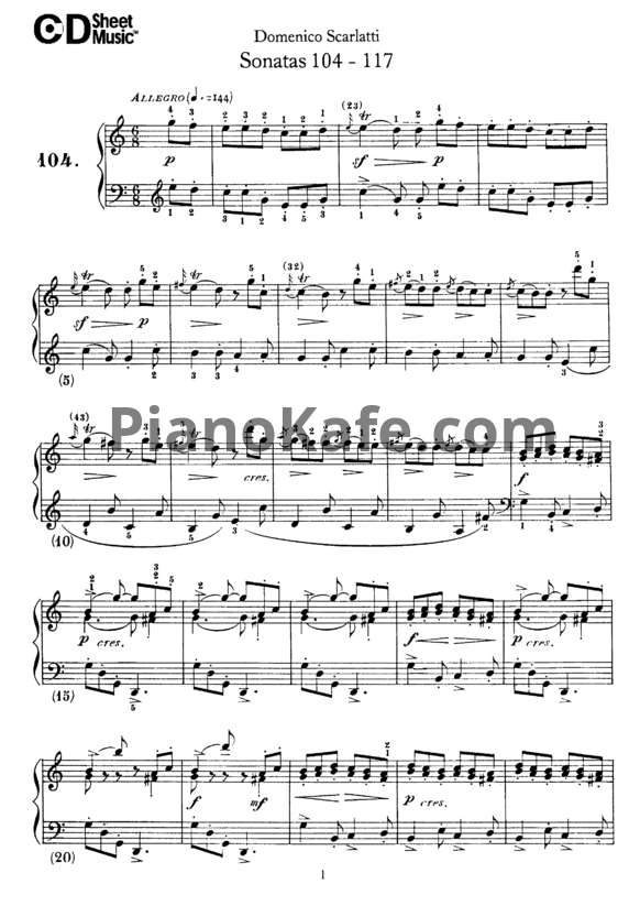 Ноты Д. Скарлатти - Сонаты 104-117 - PianoKafe.com