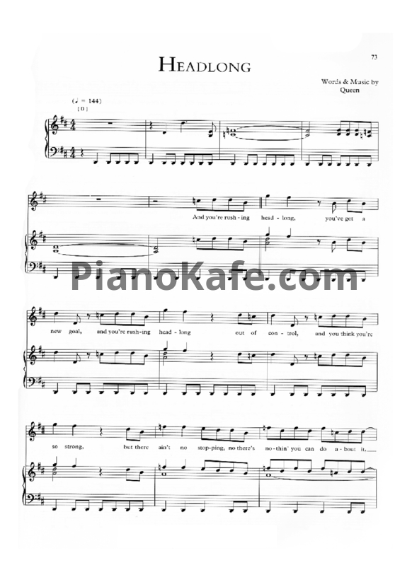 Ноты Queen - Headlong - PianoKafe.com