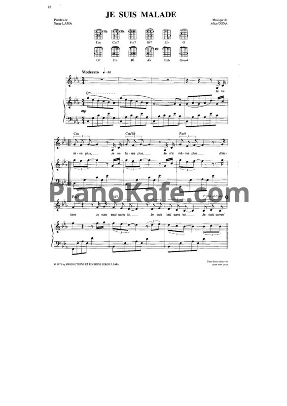 Ноты Lara Fabian - Je suis malade - PianoKafe.com