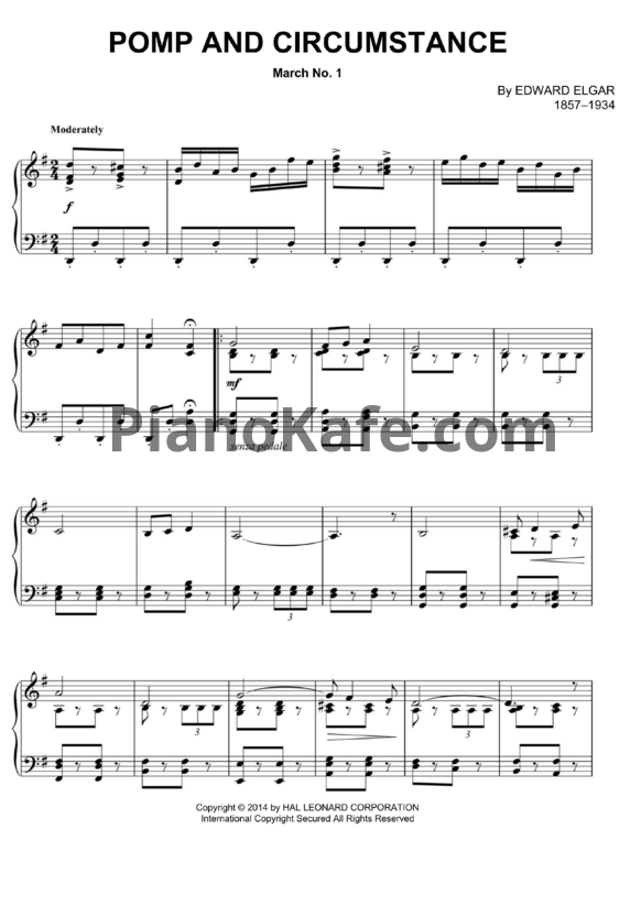 Ноты Edward Elgar - Pomp and circumstance (March No. 1) - PianoKafe.com