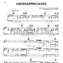 Ноты Christina Aguilera - Underappreciated - предпросмотр