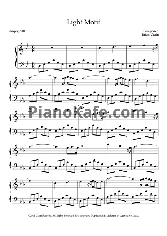 Ноты Brian Crain - Light motif - PianoKafe.com