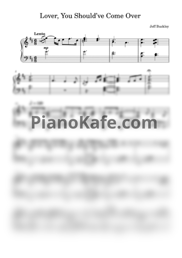 Ноты Jeff Buckley - Lover, you should've come over - PianoKafe.com