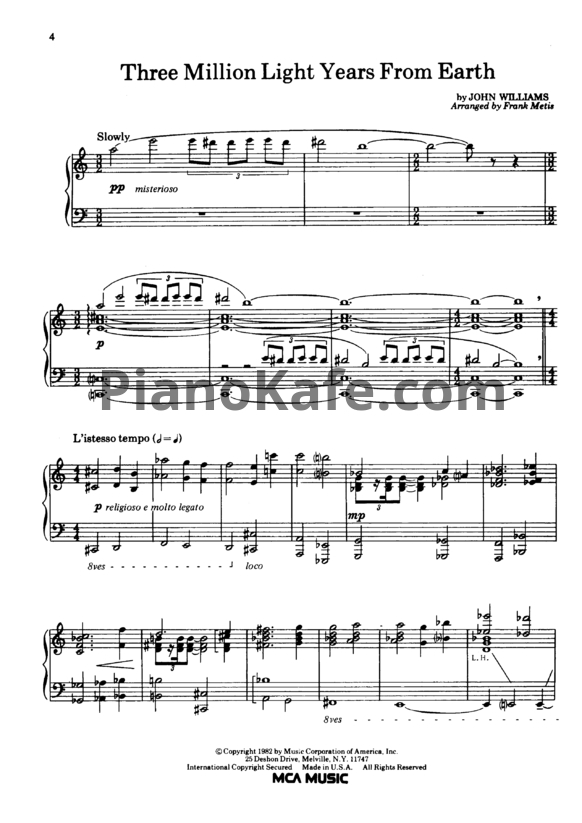 Ноты John Williams - E.T. (Книга нот) - PianoKafe.com