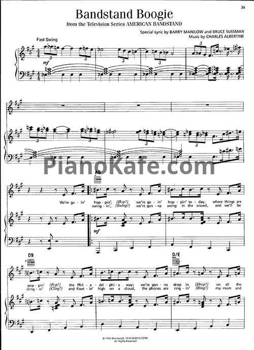 Ноты Barry Manilow - Bandstand boogie - PianoKafe.com