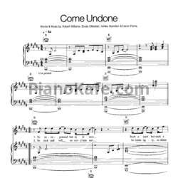Ноты Robbie Williams - Come undone - предпросмотр