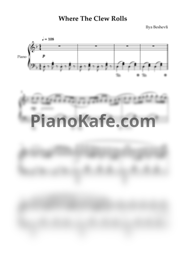 Ноты Ilya Beshevli - Where the clew rolls - PianoKafe.com