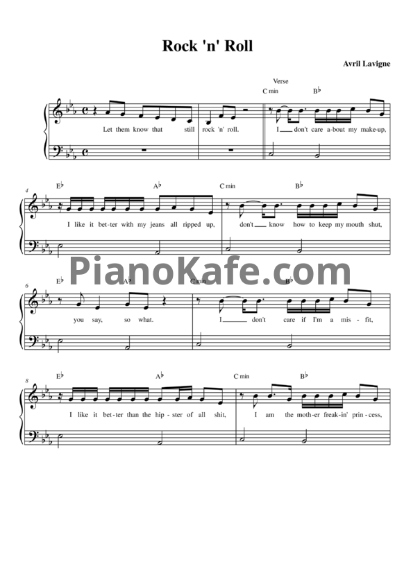 Ноты Avril Lavigne - Rock n roll - PianoKafe.com