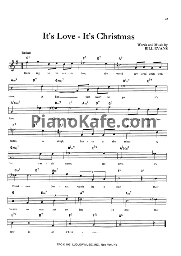 Ноты Bill Evans - It's love, It's Christmas - PianoKafe.com