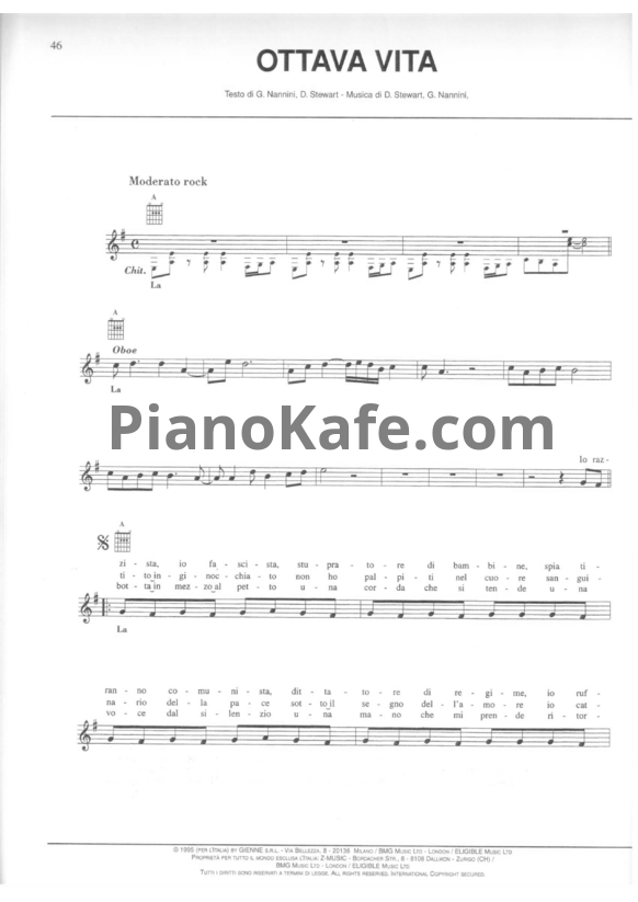 Ноты Gianna Nannini - Ottava vita - PianoKafe.com